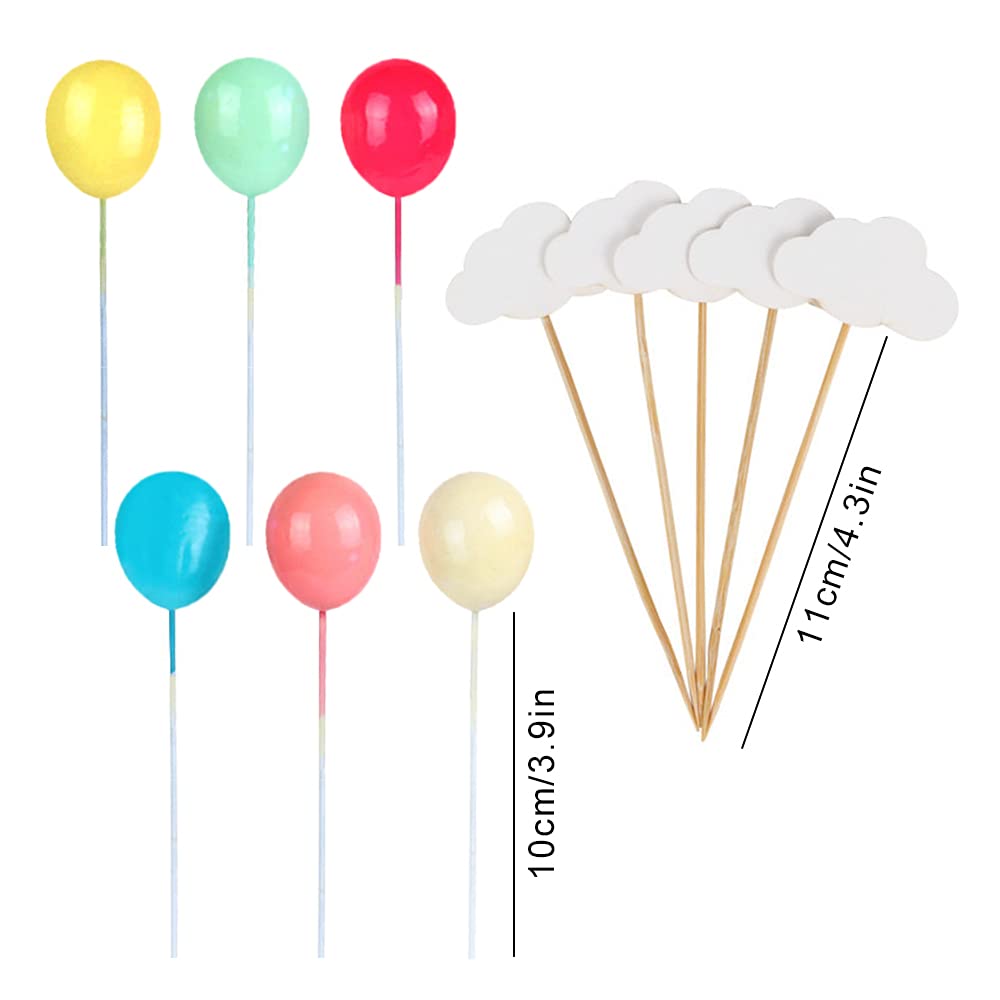 Xihuimay 15pcs Cake Topper Birthday Set Happy Birthday Banner Topper Handmade Cupcake Topper including Colorful Rainbow Clouds Balloon Stars Picks for Boys Girls Birthday Party Decoration