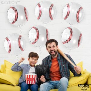 KatchOn, Baseball Balloons for Vintage Baseball Party Decorations - 18 Inch, Pack of 6 | Baseball Mylar Balloon, Baseball Decorations for Birthday Party Decorations | Baseball Baby Shower Decorations