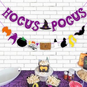 Joy Bang Halloween Hocus Pocus Decoration, Hocus Pocus Theme Banner Spell Book Cat Witch Hats, Witches Stisters Banner Wall Decor for Home Classroom Office, Party Supplies for Kids Adults