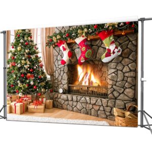 CYLYH 7x5FT Christmas Photography Backdrops Child Christmas Fireplace Decoration Background Xmas Party Background Christmas Fireplace Theme Backdrop for Photography Decor Booth Props D548