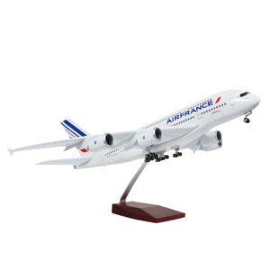 24-hours 18" 1:160 scale hobby airplane model air france plane a380 model plane diecast airplane for adults with led light(touch or sound control) for business gift