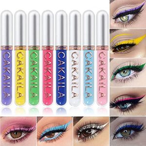 meicoly 8 colors liquid eyeliner colorful set, matte colored green white eye liners pencil pro high pigmented waterproof & long lasting bright eyes delineadores de colores,01