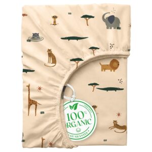 ultra-soft 100% organic cotton mini crib sheet - premium pack n play sheet | breathable & stretchy fit | universal size for standard mini crib mattress - baby boy and girl delight