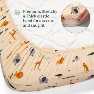 Ultra-Soft 100% Organic Cotton Mini Crib Sheet - Premium Pack n Play Sheet | Breathable & Stretchy Fit | Universal Size for Standard Mini Crib Mattress - Baby Boy and Girl Delight