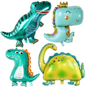katchon, huge dinosaur balloon set - 38 inch, pack of 4 | dino balloons for baby dinosaur party decorations | dinosaur foil balloons for dinosaur baby shower decorations | dinosaur birthday balloons