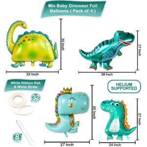 KatchOn, Huge Dinosaur Balloon Set - 38 Inch, Pack of 4 | Dino Balloons for Baby Dinosaur Party Decorations | Dinosaur foil Balloons for Dinosaur Baby Shower Decorations | Dinosaur Birthday Balloons