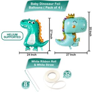 KatchOn, Large Baby Dinosaur Balloon - 35 Inch, Pack of 4 | Dinosaur Birthday Party Supplies | Dino Balloons, Baby Dinosaur Party Decorations | Girl Dinosaur Balloons, Dinosaur Baby Shower Decorations