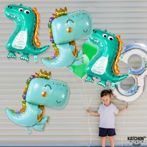 KatchOn, Large Baby Dinosaur Balloon - 35 Inch, Pack of 4 | Dinosaur Birthday Party Supplies | Dino Balloons, Baby Dinosaur Party Decorations | Girl Dinosaur Balloons, Dinosaur Baby Shower Decorations