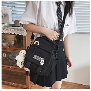 GGOOB Cute Mini Backpacks with Accessories Aesthetic Mini Backpack for Teens Kawaii Small Backpack (Black,With-Accessories)