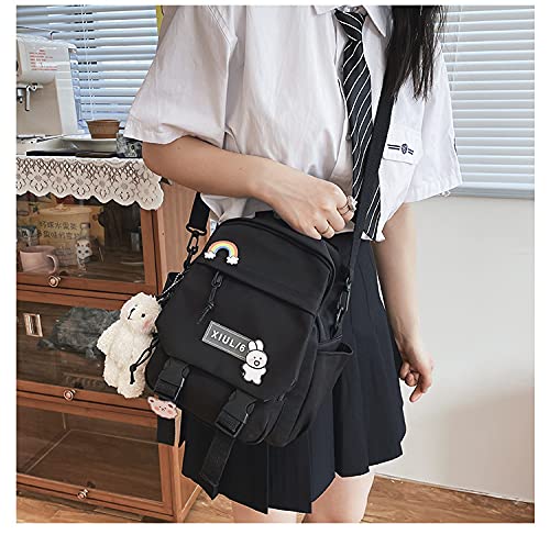 GGOOB Cute Mini Backpacks with Accessories Aesthetic Mini Backpack for Teens Kawaii Small Backpack (Black,With-Accessories)