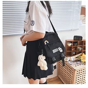 GGOOB Cute Mini Backpacks with Accessories Aesthetic Mini Backpack for Teens Kawaii Small Backpack (Black,With-Accessories)