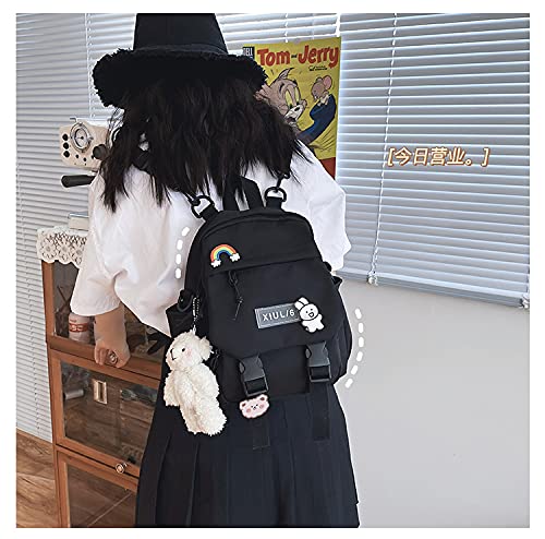 GGOOB Cute Mini Backpacks with Accessories Aesthetic Mini Backpack for Teens Kawaii Small Backpack (Black,With-Accessories)