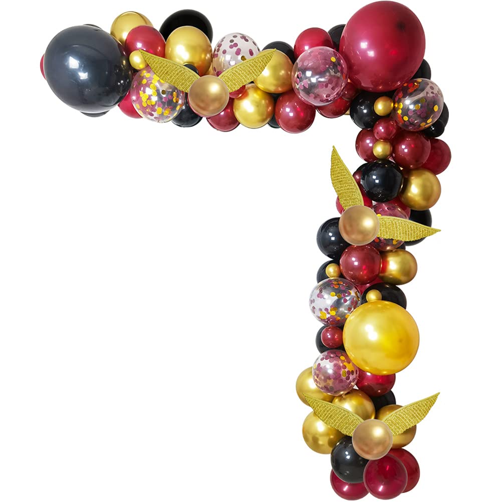 Halloween Magical Wizard School Party Balloons Garland Decorations, 111 PCS 18" 12" 10" 5" Magician Party Balloons Burgundy Black Gold Confetti Magical Decor Supplies for Kids Birthday Halloween Party