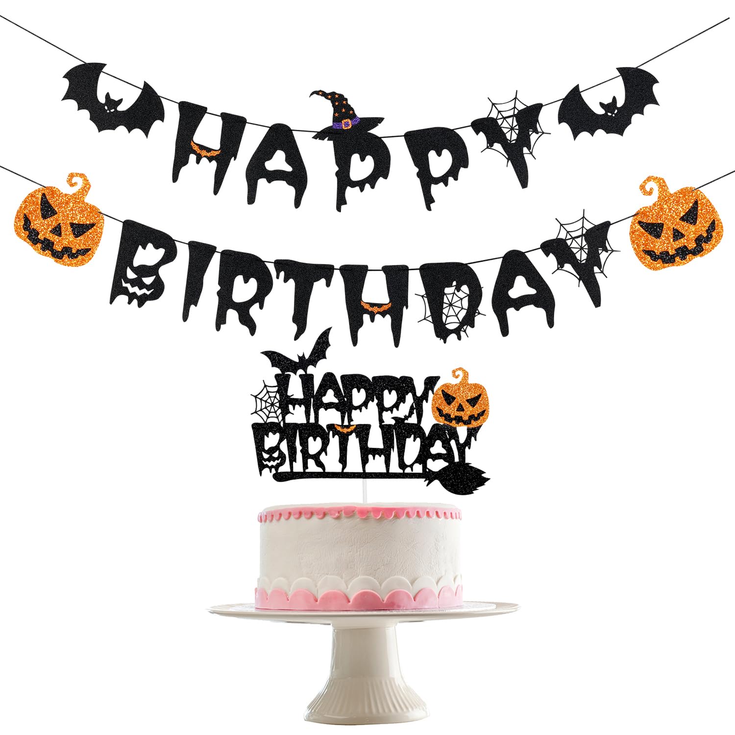 Halloween Happy Birthday Banner Halloween Witch Birthday Banner, Hocus Pocus Birthday Banner for Halloween Hocus Pocus Birthday Decorations Halloween Witch Birthday Supplies