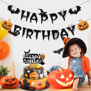 Halloween Happy Birthday Banner Halloween Witch Birthday Banner, Hocus Pocus Birthday Banner for Halloween Hocus Pocus Birthday Decorations Halloween Witch Birthday Supplies