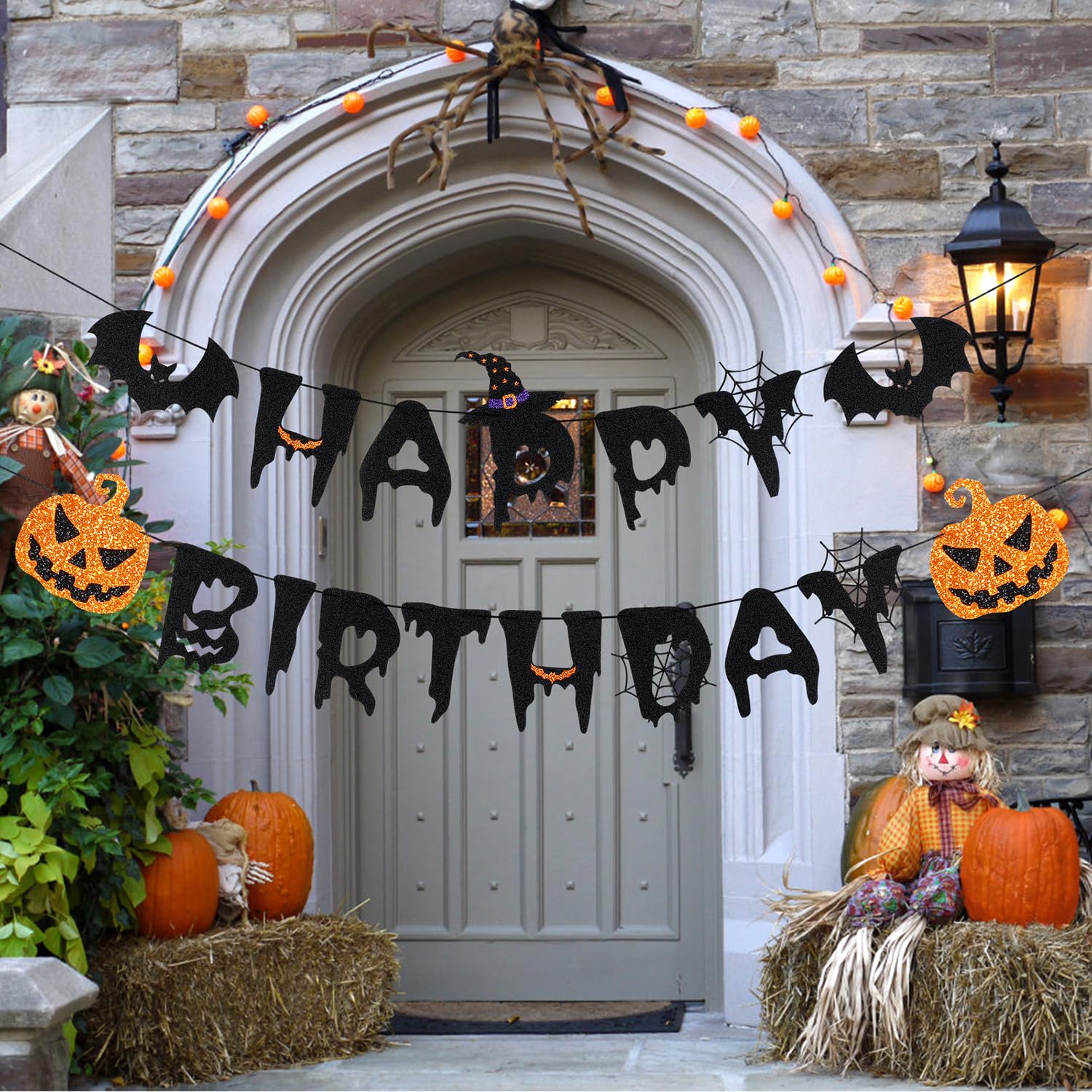 Halloween Happy Birthday Banner Halloween Witch Birthday Banner, Hocus Pocus Birthday Banner for Halloween Hocus Pocus Birthday Decorations Halloween Witch Birthday Supplies