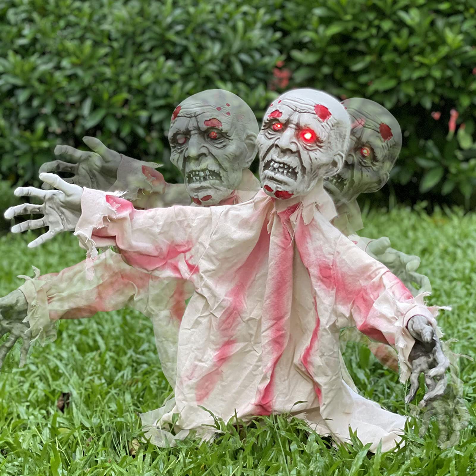 Kacwsoay Outdoor Halloween Scary Decorations Zombie Groundbreaker Décor, Moveable Creepy Scary Animated Sound Effect Prop for Hallowmas Haunted House Lawn Yard Party