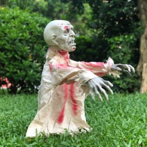 Kacwsoay Outdoor Halloween Scary Decorations Zombie Groundbreaker Décor, Moveable Creepy Scary Animated Sound Effect Prop for Hallowmas Haunted House Lawn Yard Party