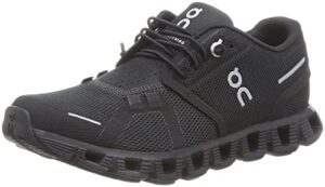 on women's cloud 5 running shoes, all black, 9.5