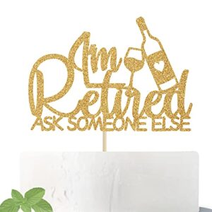 cos mos i'm retired cake topper - the legend has retired cake decoration - happy retirement party decorations supplies(gold)
