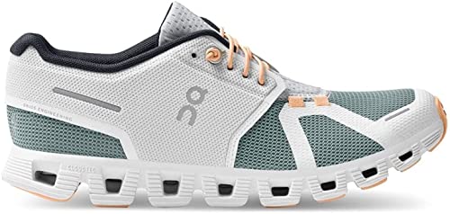 ON Women's Cloud 5 Push Sneakers, White/Cobble, 10.5