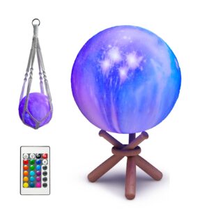 growiner moon lamp, 3d moon lamp 5.9inch galaxy lamp gifts for girls lover age 3 4 5 6 7 8 9 10 11 12 13 14 15 16+ year old teen girls birthday gifts 16 colors with stand touch pat remote night light
