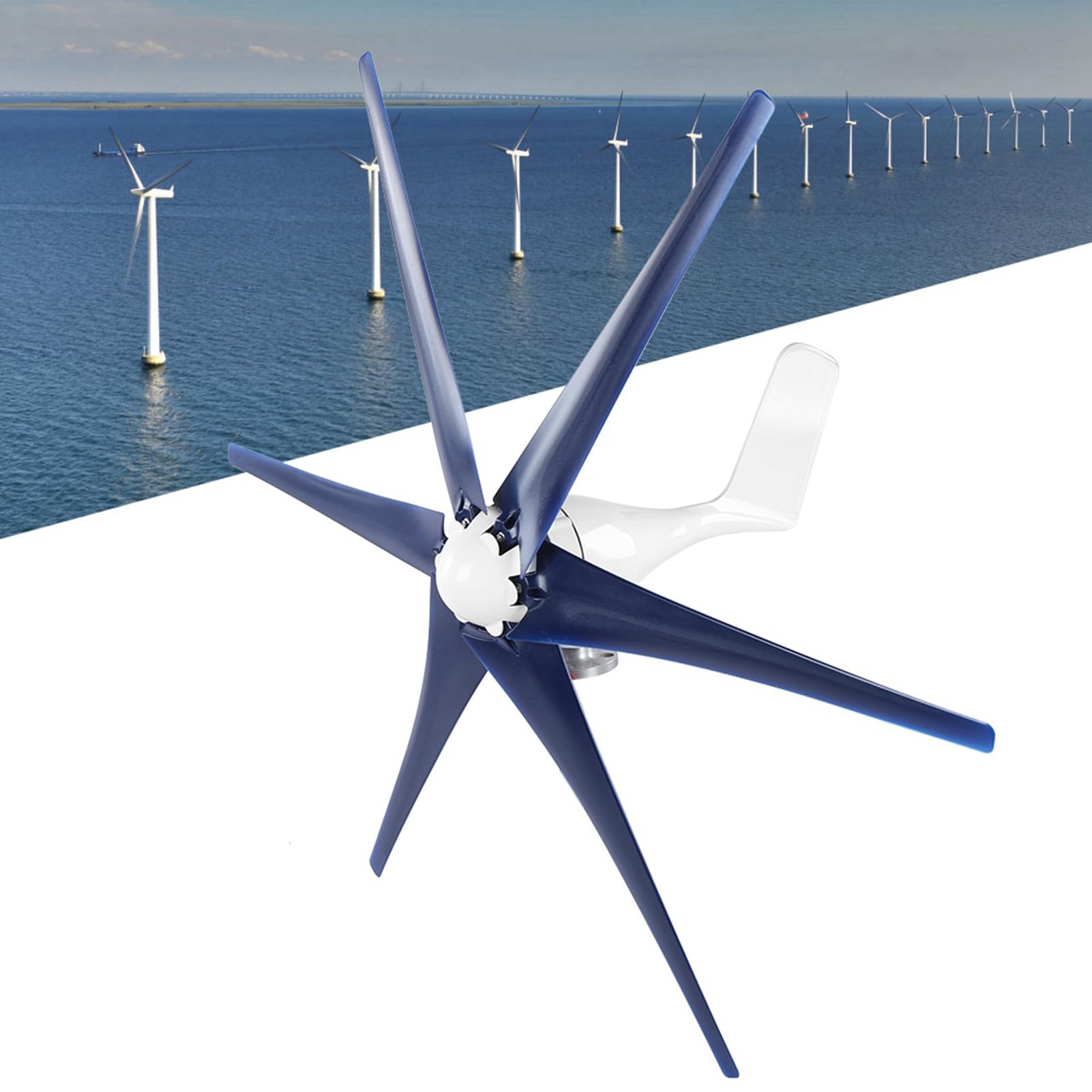 800W Wind Generator Kit 6 Blade Industrial Machinery Machine Professional Wind Turbines Small Windmill Generator (blue 12V)