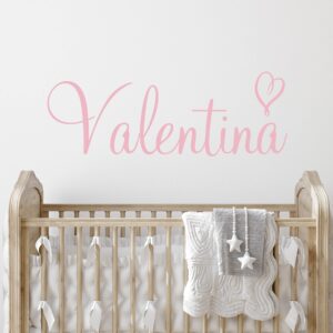 custom name & heart wall decal- baby boy girl unisex - nursery decal for home bedroom children - wall sticker (397)) (10" wide x 4" high)