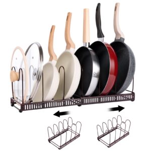 speensun pot lid organizer,lid organizer,expandable detachable pot and pan organizer for cabinet with 7 adjustabledividers,not easy to tilt or bend heavy iron pan organizer rack for cabinet organizer