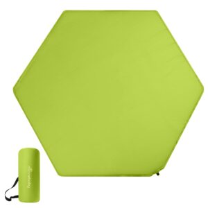minnebaby hexagon playpen mat compatible with summer pop 'n play playard & regalo play yard, self inflating playard pad, comfortable and portable playmat with carrying bag - green
