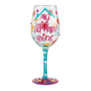 enesco designs by lolita my at home hand-painted artisan wine glass, 15 ounce, multicolor