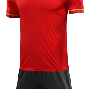 KELME Soccer Jersey Uniform Set Kids Adults Boys Girls - Soccer Jersey and Shorts Athletic Sport Team Youth Football Jersey (Red/Dark Gray, Small)