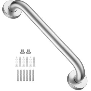 12 Inch Shower Grab Bar Satin Brushed Nickel, ZUEXT Stainless Steel Safety Grab Bar Handle, Bathroom Balance Bar, Safety Hand Rail Support - Handicap, Elderly, Injury, Senior Assist Bath Handle