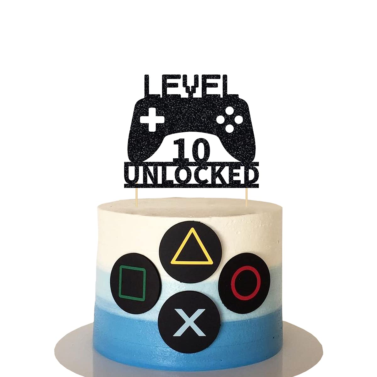 Level 10 Unlocked Cake Topper, Video Game Cake Topper, Game Controller Cake Topper for 10th Birthday Party Decoration