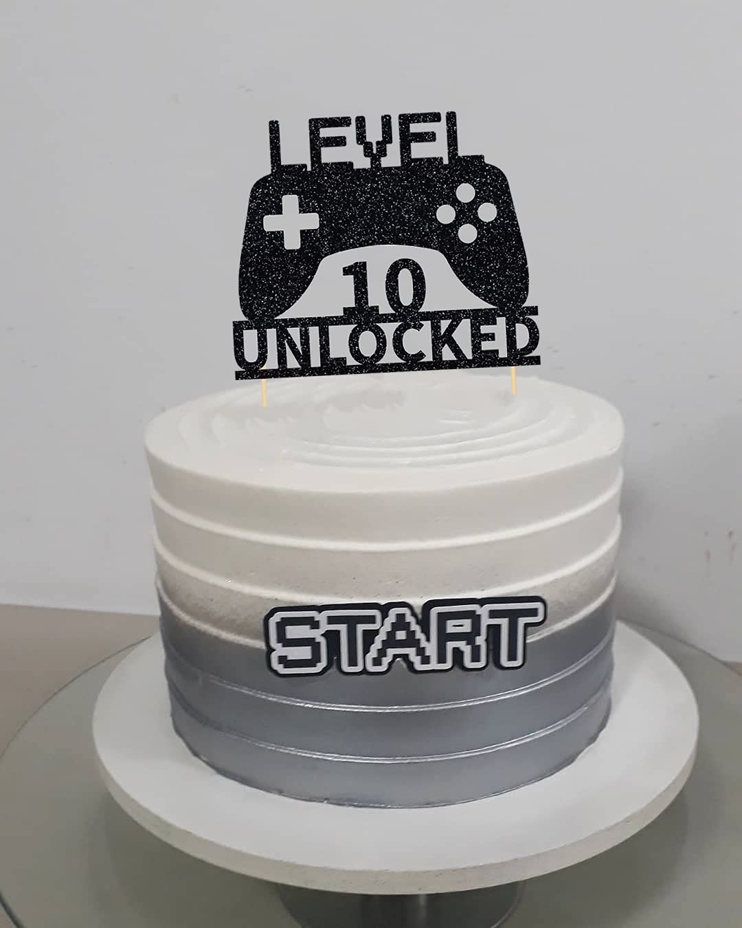 Level 10 Unlocked Cake Topper, Video Game Cake Topper, Game Controller Cake Topper for 10th Birthday Party Decoration