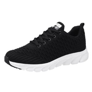 zisugp womens running shoes chunky sneakers white platform sneakers for women flying woven sports shoes women's shoes light lace running shoes(black,size9)