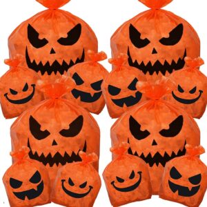 halloween pumpkin leaf bags decoration(pack of 12)-thicken pumpkin trash bags for leaves-3 pumpkin expressions(4 large 8 small) -pumpkin lawn bags with twist ties.
