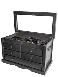 displaygifts collector's choice solid wood knife display case tool storage cabinet w/ 5 drawer gallery quality black