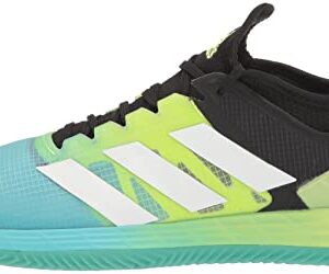 adidas Women's Adizero Ubersonic 4 Clay Tennis Shoe, Black/White/Pulse Lime, 8.5