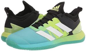 adidas Women's Adizero Ubersonic 4 Clay Tennis Shoe, Black/White/Pulse Lime, 8.5