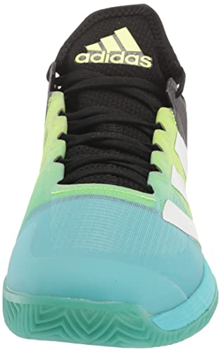 adidas Women's Adizero Ubersonic 4 Clay Tennis Shoe, Black/White/Pulse Lime, 8.5