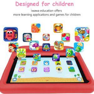 2024 Kids Tablet for Kids Android Tablet 7 inch 128GB Extended Memory, Google Play Installed Parental Control Mode Puzzle Game IPS HD Display, Toddler Tablet with Shock-Proof Case, Red