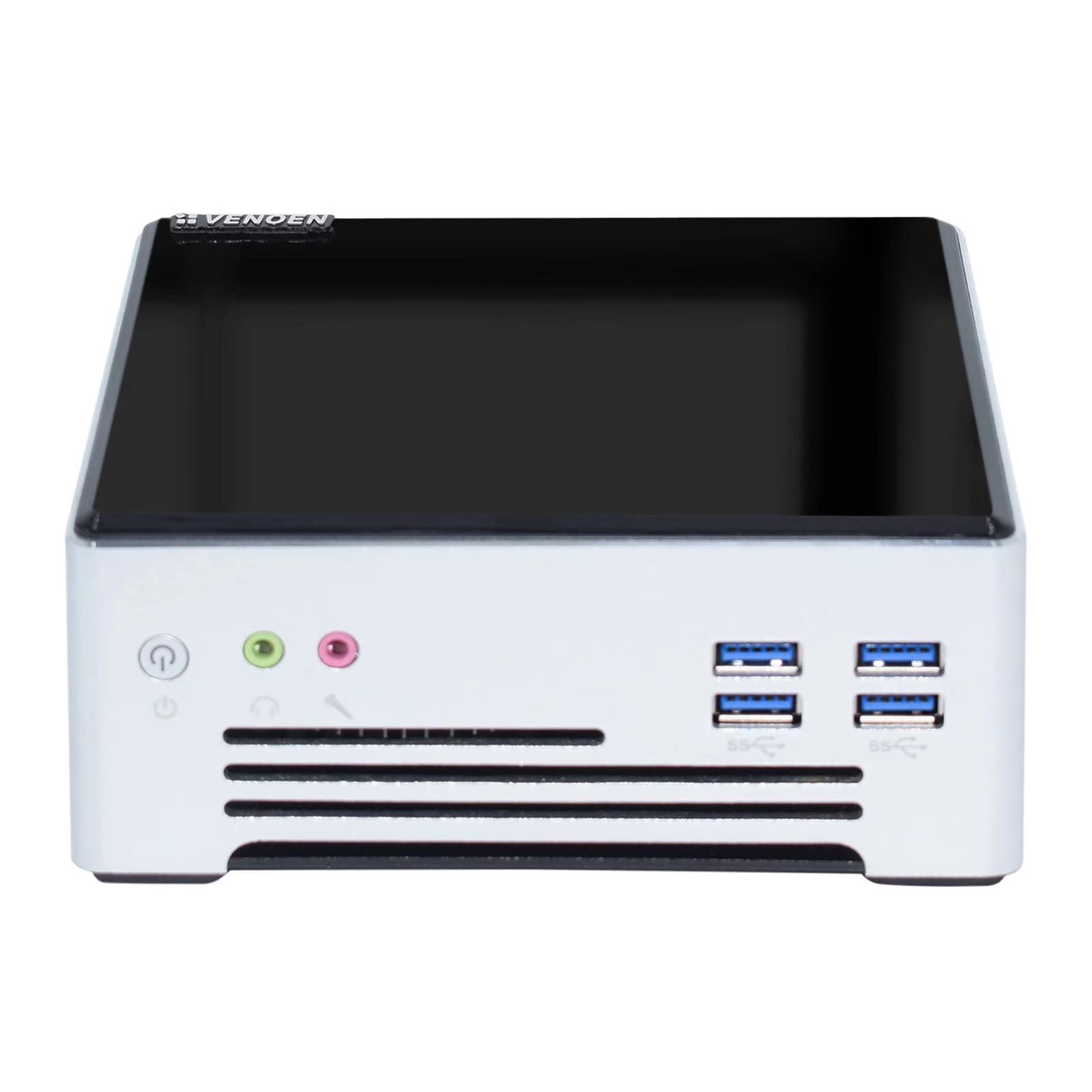 VENOEN Fanless Mini PC Windows 11, 12th Gen Celeron J6412, 8GB DDR4 RAM, 256GB SSD, 2.5inch SATA, Dual HD-MI, DP, 3-Display, 2* DB9 COM, 2* RJ45 LAN, Mini PCI E WiFi, BT, Small Computer, Low Power