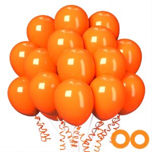 100pcs orange balloons, 12 inch orange latex party balloons helium quality for halloween,graduation,birthday party, baby shower,gender reveal, bacheloretteparty party decoration (with orange ribbon)…