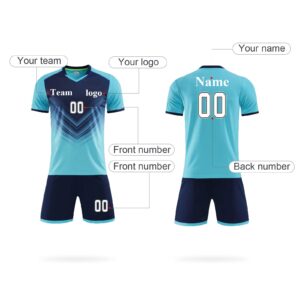 Custom Soccer Jersey for Mens Womens Adults Kids Soccer Short and Shirt with Name Number Team Logo … Navy Blue