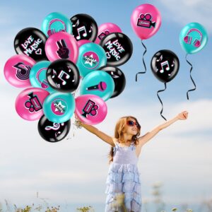 45 Pieces 12 Inch Music Themed Party Balloons Music Note Signs Birthday Party Latex Balloons with 1 Roll Ribbon Music Party Supplies for Boys Girls Adults Music Birthday Party DJ Short Video Party