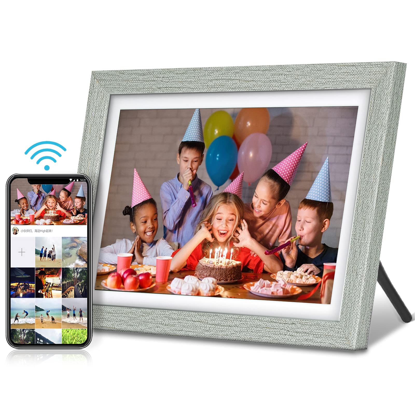 Digital Photo Frame WiFi 10 Inch Touch Screen,HAOVM HD IPS Display Digital Picture Frame with 16GB Storage, Auto-Rotate, Motion Sensor, Easy Setup to Share Photos & Videos Email,Cloud,via VPhoto APP