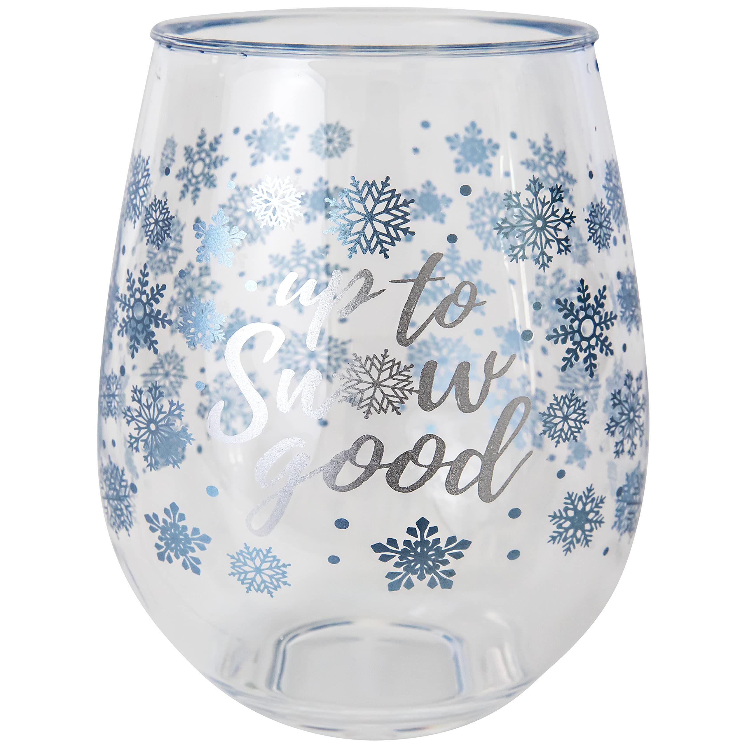 C.R. Gibson QWG2O-22632 Up to Snow Good Acrylic Stemless Wineglass for Christmas Parties and Celebrations, 12 fl. Oz.