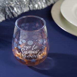 C.R. Gibson QWG2O-22632 Up to Snow Good Acrylic Stemless Wineglass for Christmas Parties and Celebrations, 12 fl. Oz.