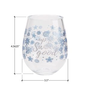 C.R. Gibson QWG2O-22632 Up to Snow Good Acrylic Stemless Wineglass for Christmas Parties and Celebrations, 12 fl. Oz.